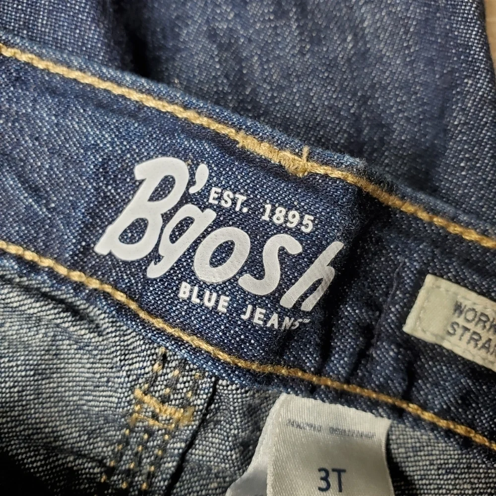 B'gosh Blue Jeans Workwear Straight Dark Wash Blue Size 3T 100% Cotton NWOT